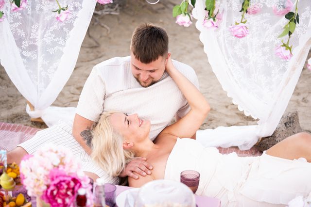 A floral ceremony arch for an intimate elopement wedding in Fuerteventura